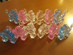 Flat Strollers Deco Charms Set of 12 (4) of each: Pink Blue & Clear-All See Thru