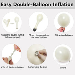 Pearl White Sand Balloons Arch Kit, Double Stuffed Pearl Beige Cream Balloons Di