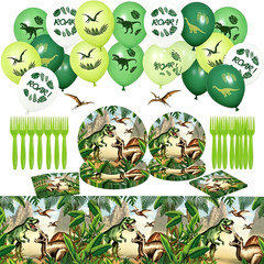 Dinosaur Birthday Party Supplies Set, Dino Themed Tableware, Serves 20 Guests