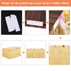 2 Pack Luau Grass Table Skirt 9ft x 29.5in Hawaiian Party Decor