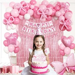 Pink Bow Birthday Decorations for Girls Women, Coquette Birthday Decorations,…