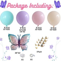 Butterfly Birthday Decorations 150Pcs Pink Blue Butterfly Macaron Pastel Balloon