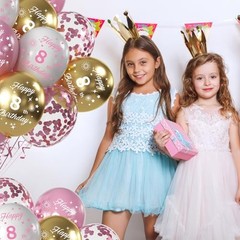 th Birthday Balloons – 16pcs & Gold, Happyth Birthday Confetti Balloons 7 Pink