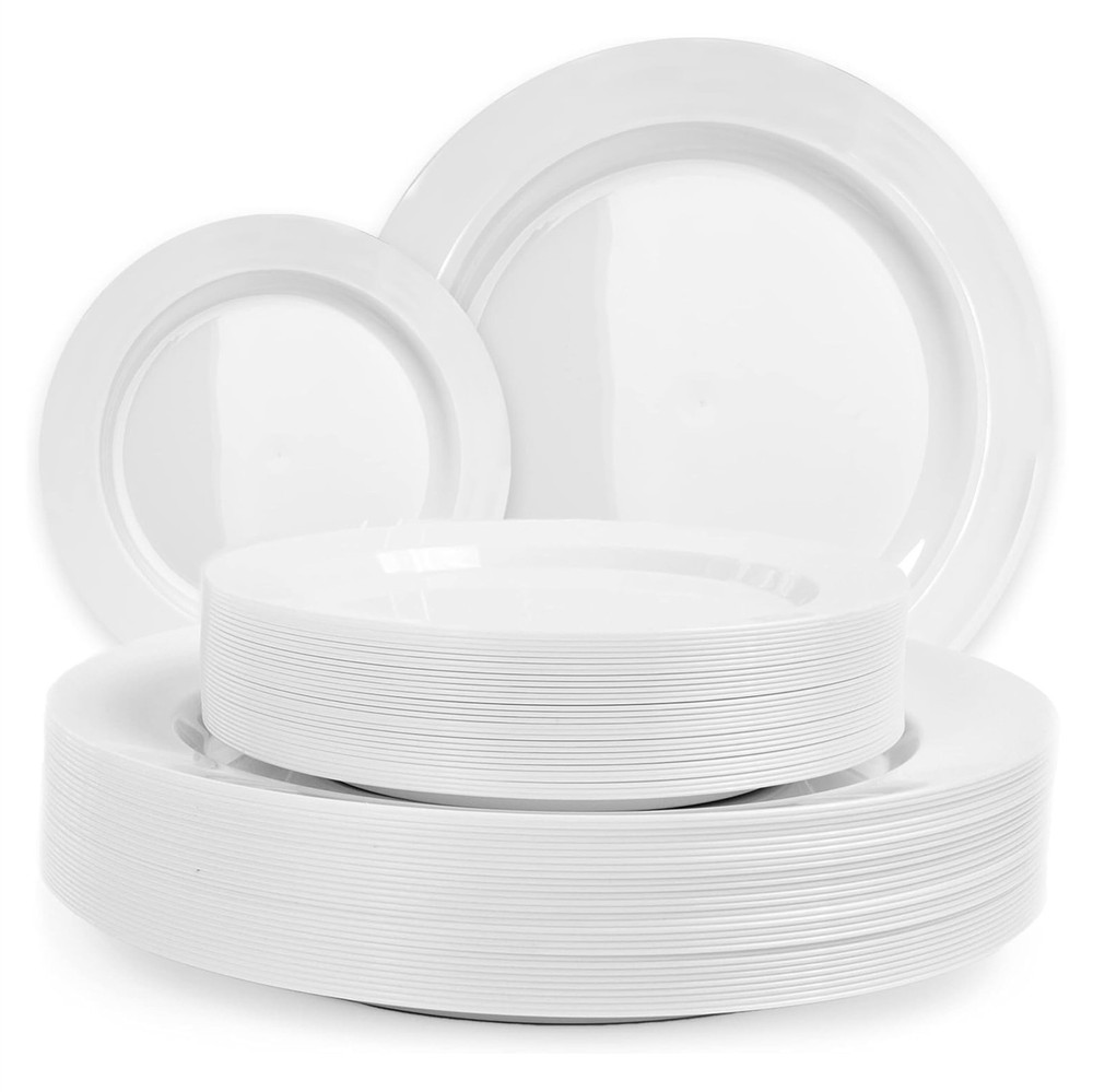 Aya’s 60 Pack Plastic Plates for Party – Heavy Duty Disposable Plate Set w