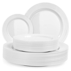 Aya’s 60 Pack Plastic Plates for Party – Heavy Duty Disposable Plate Set w