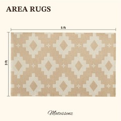 3×5 ft Boho Rugs for Entryway Washable Area Rug, Non Slip TPR Backed Entry Ru…