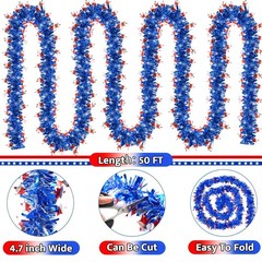 50FT 4th of July Decorations, Red White and Blue Garland 4th of July Garland …