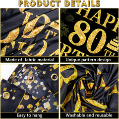 80th Birthday Decorations for Men Women Happy 80th Birthday Banners Decorati…