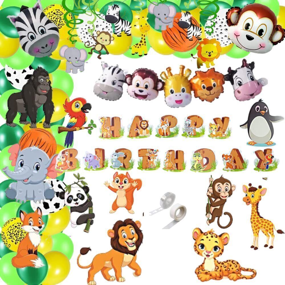 92 pcs Jungle Theme Birthday Party Decorations Safari Animals Theme Birthday