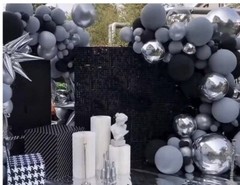 Kate Square Black Sequin Backdrop Panels for Party Decoration 12 Pieces.