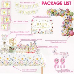 Baby In Bloom Baby Shower Decorations, 175Pcs All in Set Wildflower Baby Show…