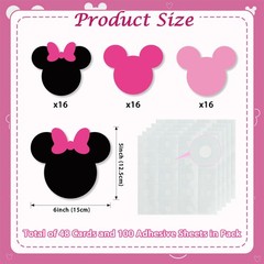 48Pcs Girl Mouse Paper Cutouts with 100Pcs Glue Points,Girl Mouse Cut Outs Bu…