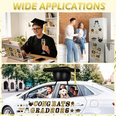 27pcs Graduation Car Decoration Set – Inflatable Cap, Magnetic Decor for Class o