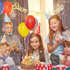 1 Set Happy Birthday Banner w/ String for Birthday Party Decorations Gold Tone