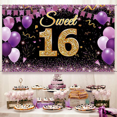 Sweet 16 Birthday Decorations Backdrop Banner, Happy 16Th Birthday Decorations f