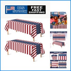 Durable 4th of July Tablecloths – American Flag Design, Easy Clean-Up, Pack of 2