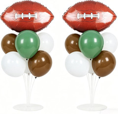 Football Party Balloons Stand Kit 2 Sets, Rugby Ball Foil Balloon Table Centerpi