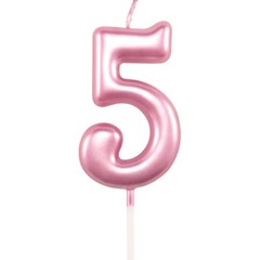 5th Birthday Candle Five Years Pink Happy Number 5 5,