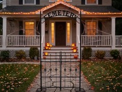 Halloween Cemetery Archway Gate 8.5 Ft Haunted House Graveyard Entrance Prop