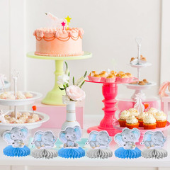 ZHUOWEISM 6 PCS Blue Elephant Honeycomb Table Centerpiece for It’S a Boy Elephan