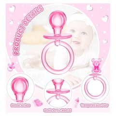 24 Pcs 2.5 lnch mini Baby Shower Pacifiers Acrylic Game party Supplies(Pink)