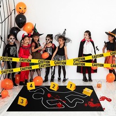 8 Pieces Crime Scene Decorations Including Body Silhouette Caution Barricade …