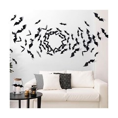 Coogam 60PCS Halloween Bats Decoration, 4 Different Sizes Realistic PVC Black…
