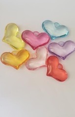 CraftbuddyUS 15pcs x (1.5 x 1 inch) MIXED Colors Acrylic plastic Heart Charms