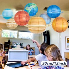8 Pcs Solar System Planet Paper Lanterns, 12 Inches Large Paper Lantern Plane…