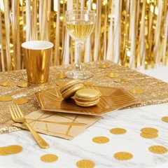 200 PCS Gold Circle Dots Glitter Metallic Paper Table Scatter Confetti