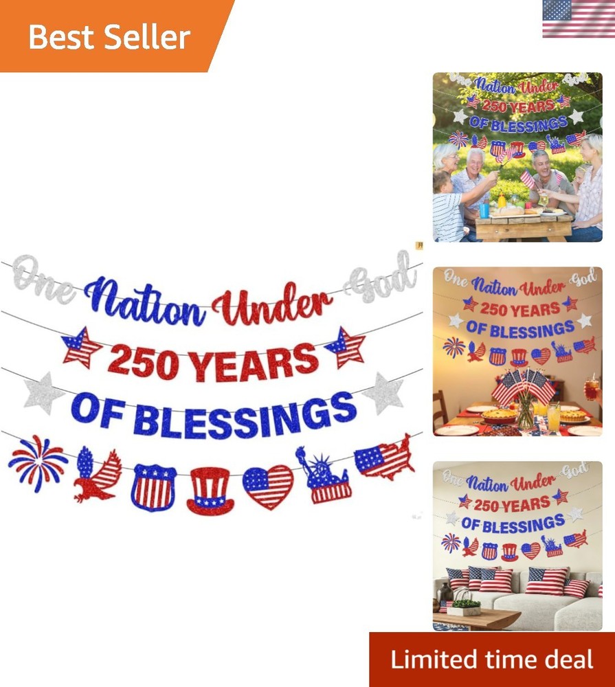 Celebrate Independence Day with this 4th of July Lightweight Glitter Banner
