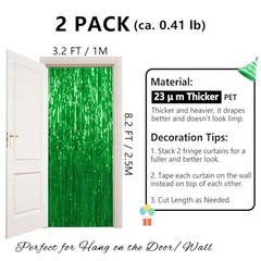 Thicken Streamers 2 Pack 3.2 x 8.2 FT, Tinsel 38.4″W x 98.4″L (Pack of 2) Green