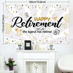 Happy Retirement Party Decor Black Gold Extra Large Backdrop Banner 7x5ft Photos