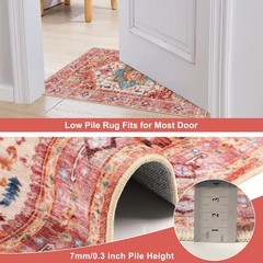 Yamaziot Washable Runner Rug, 2×6 Non-Slip Boho Vintage Hallway 2′ x 6′, Pink