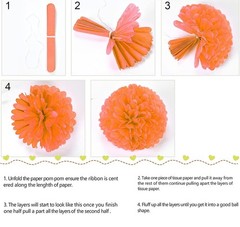 Tissue Pom Poms 12 Pack 10/12 Inch Blue Orange Flower Ball Party Decoration