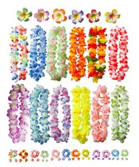 50 PCS Soft Hawaiian Leis Luau Party Decorations Tropical Favors Lei Flower H…