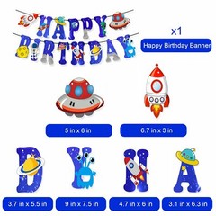 Birthday Party Decoration Space Theme Banner Astronaut Rocket Foil Balloon Set
