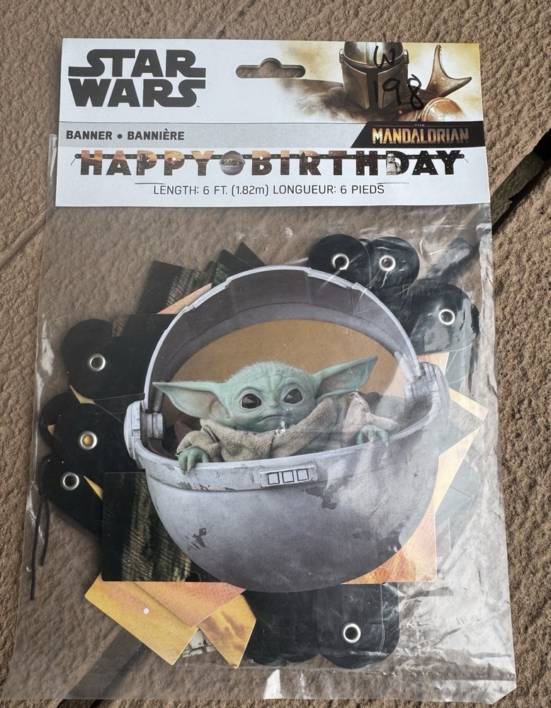 Star Wars Mandalorian Happy Birthday Banner 6 Ft Grogu Baby Yoda Party NEW