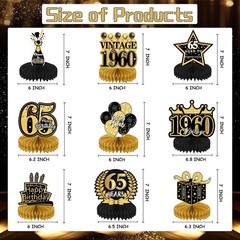65th Birthday Decorations for Men – 9PCS Vintage 65th Birthday Honeycomb Cent…