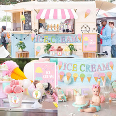 Ice Cream Party Stand Decor Kit, Summer Sundae Playstand Play Shop ICE CREAM Ban
