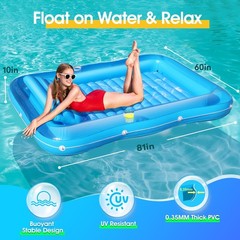 Inflatable Tanning Pool for 2 Person, 81»x 60» Tanning Pool Lounger Float w…