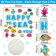 Tropical Fish Cutouts, Ocean Theme Party Decor, Multicolor Bulletin Board