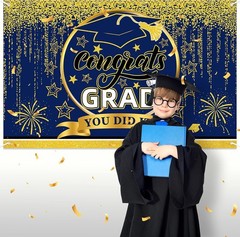 Stunning 2026 Blue & Gold Graduation Party Banner – Perfect for Photos and Decor
