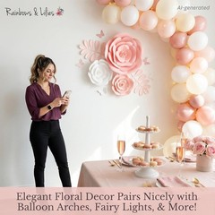 15pc Large Paper Flowers – Pink & White Roses for Girls Room