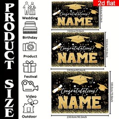 2D Flat Banner 1pc Customizable Name Class 2026 Congrats Grad Party Banner ◐