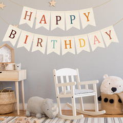 Happy Birthday Burlap Banner Boho Birthday Garland Bunting Bohemian Party Hangin