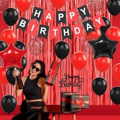 Red and Black Party Decorations for Men Women Boys Girls Confetti Red Black