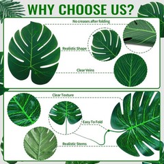 Palonu 110PCS Artificial Tropical Palm Leaves Monstera Decor