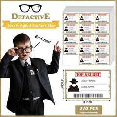 210 PCS Secret Agent Name Tags Disposable Top Secret Party Stickers Secret Agent