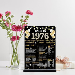 50Th Birthday Decorations Gift for Women Men, Black Gold Back in 1976 Poster Acr